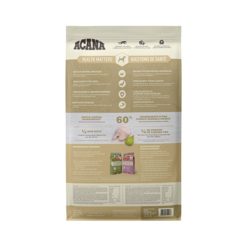 Acana, Adult - Singles Duck & Pear - Dry Dog Food image number null