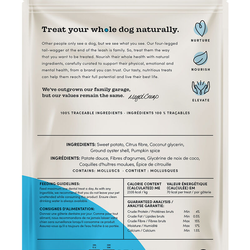 Crumps' Naturals, Pumpkin Spice Plaque Buster - 10pk - Dog Treat image number null