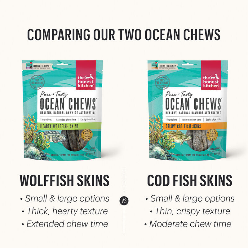 The Honest Kitchen, Ocean Chews -  Wolffish Skins - Dog Rawhide & Natural Chews image number null