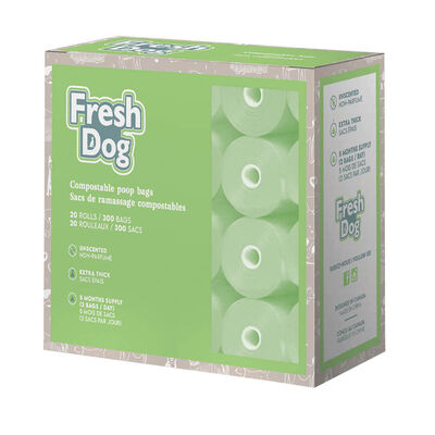 Fresh Dog, Poop Bags - Unscented - Compostable