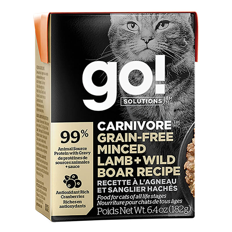 GO! SOLUTIONS, CARNIVORE Grain Free Minced Lamb + Wild Boar Recipe for cats - Wet Cat Food image number null
