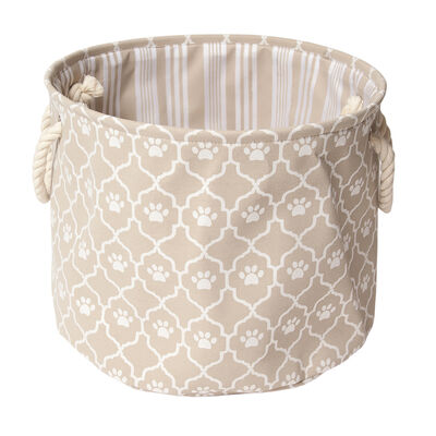 Pet Posse, Round Paw Toy Storage Bin - Beige