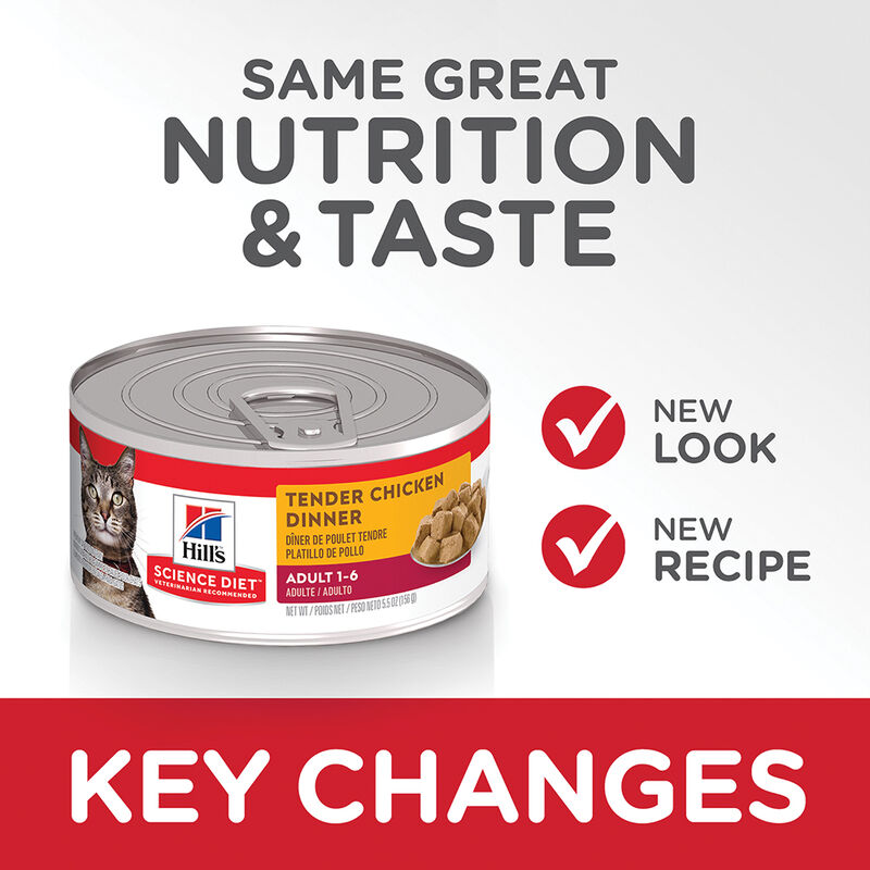 Science Diet, Adult Tender Chicken Dinner Canned Cat Food, 5.5 oz - Wet Cat Food image number null