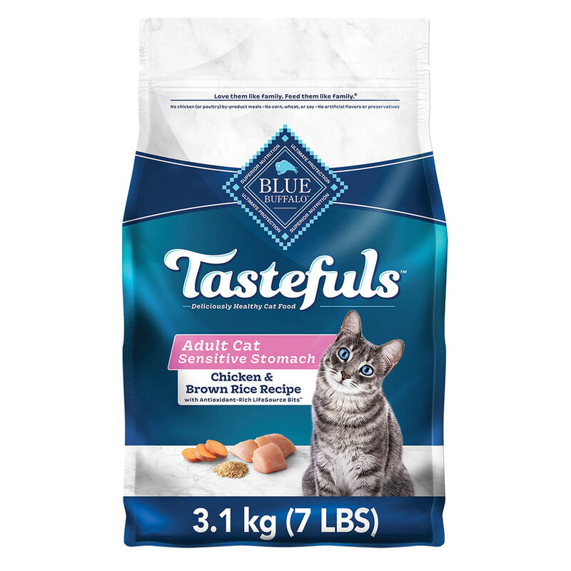 Blue Buffalo Tastefuls Sensitive Stomach Natural Adult Dry Cat Food, Chicken & Brown Rice image number null