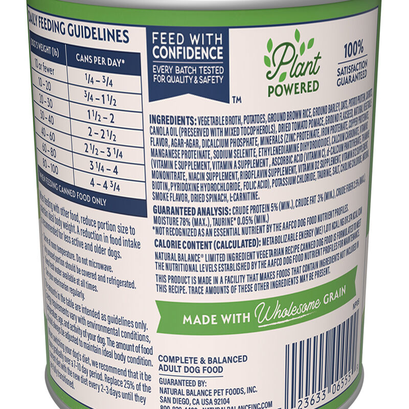 Natural Balance, Vegetarian Canned Dog Formula - 369 g - Wet Dog Food image number null