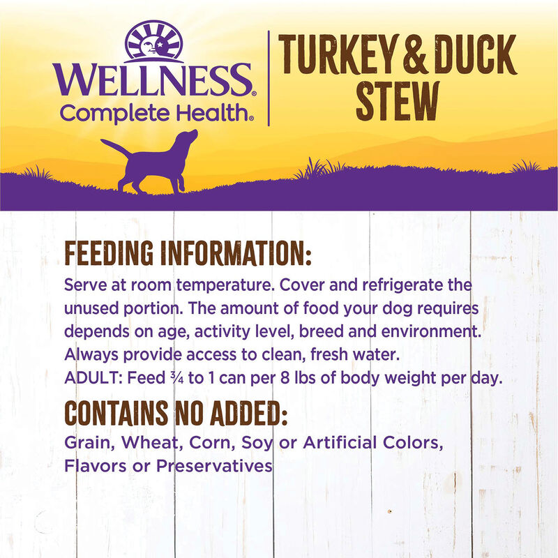 Wellness, Canned Dog Food, Chunks & Gravy, Turkey & Duck Stew with Sweet Potatoes & Cranberries - 12 image number null