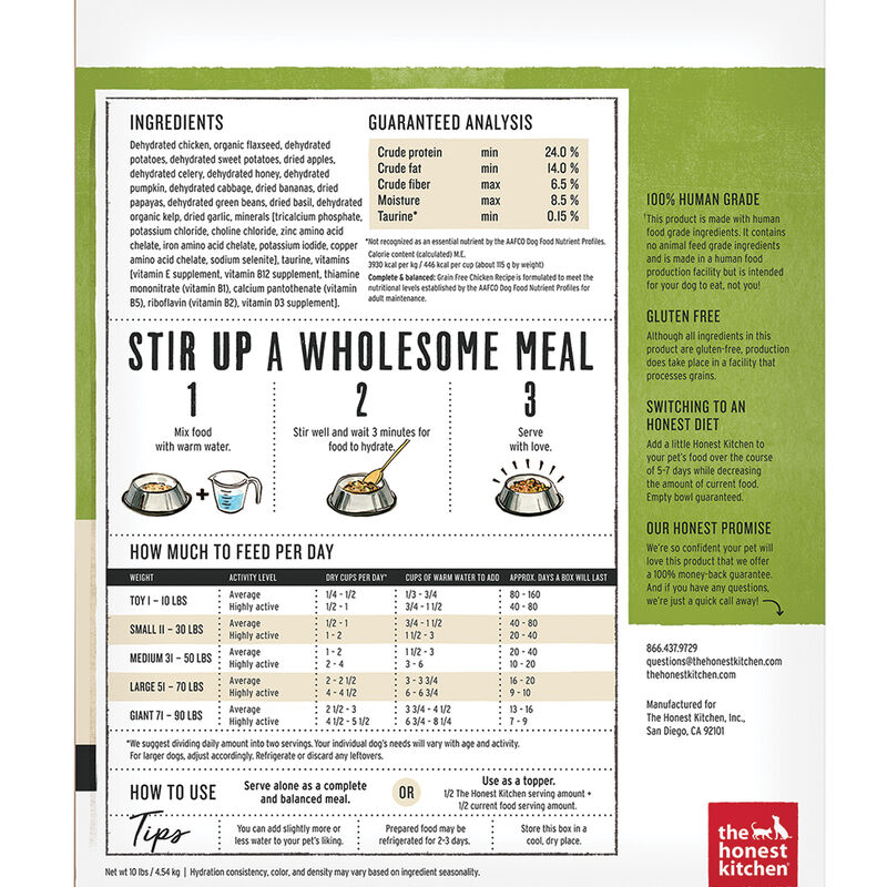 The Honest Kitchen, Grain Free Chicken Recipe - Freeze Dried Dog Food image number null