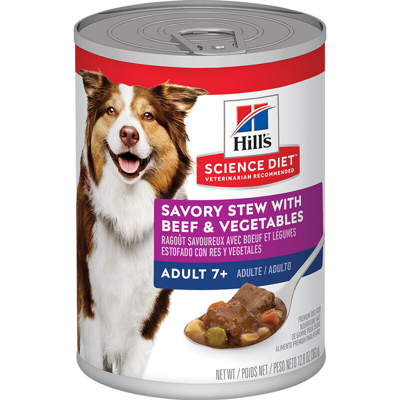 Science Diet, Adult 7+ Savory Stew with Beef & Vegetables Canned Dog Food, 363 g - Wet Dog Food image number null