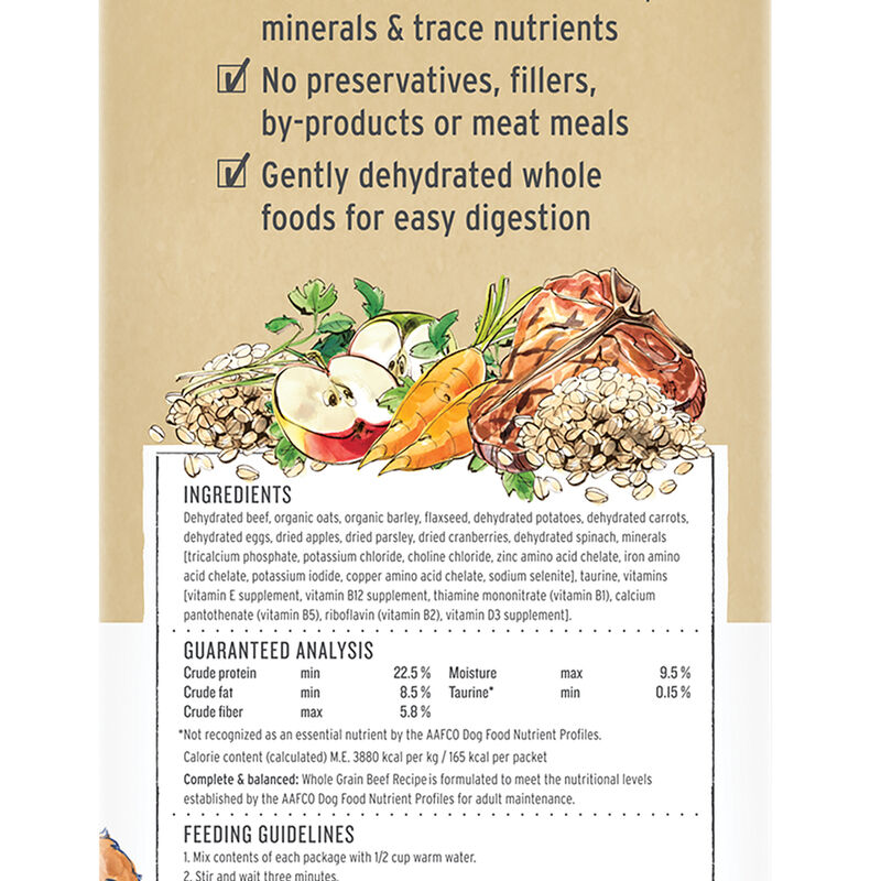 The Honest Kitchen, Adult - Whole Grain Beef - Single Serve - 42.5 g - Freeze Dried Dog Food image number null