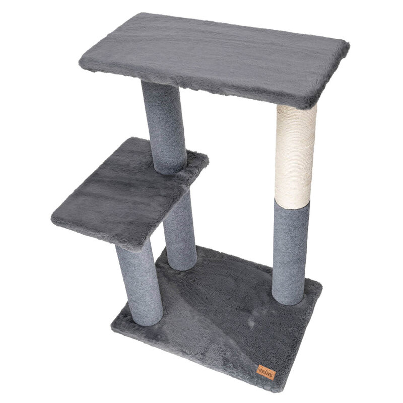 Noba, Tier 2 Cat tree - Rectangle - Grey Faux Fur image number null