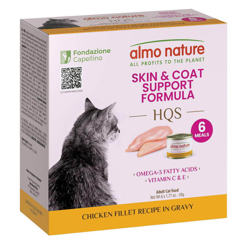 Almo Nature, HQS Cat Supportive - Skin & Coat - Chicken Fillet Recipe In Gravy - Wet Cat Food image number null