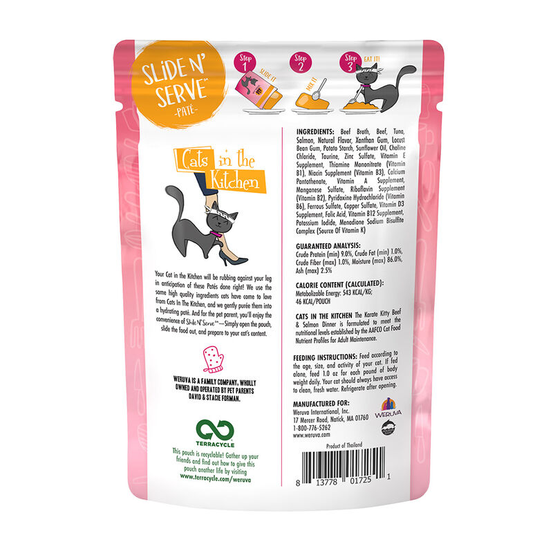 Weruva, Pouch Feline - The Karate Kitty - Beef & Salmon - 85 g - Pate - Wet Cat Food image number null