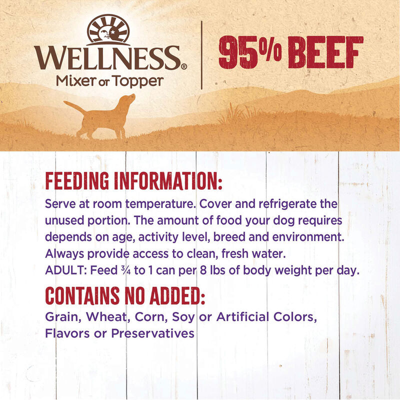 Wellness, Canned Dog Food, Mixers & Toppers, 95% Beef - 13 oz - Wet Dog Food image number null