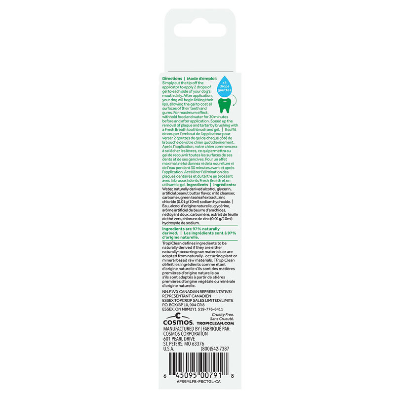 Tropiclean, Fresh Breath No Brushing Peanut Butter Flavor Clean Teeth Dental & Oral Care Gel for Dog image number null