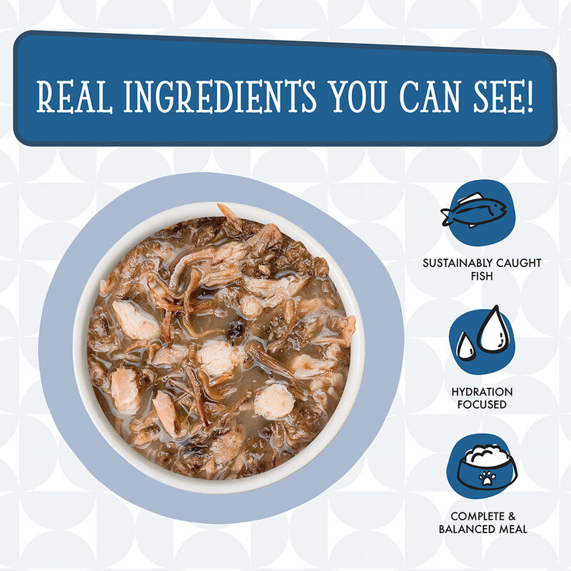Weruva, Pouch, Feline Adult - 1 If By Land, 2 If By Sea - 85 g - Shreds - Wet Cat Food image number null