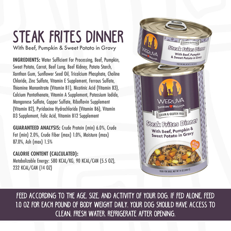 Weruva, Can, Adult - Steak Frites - Shreds - Wet Dog Food image number null