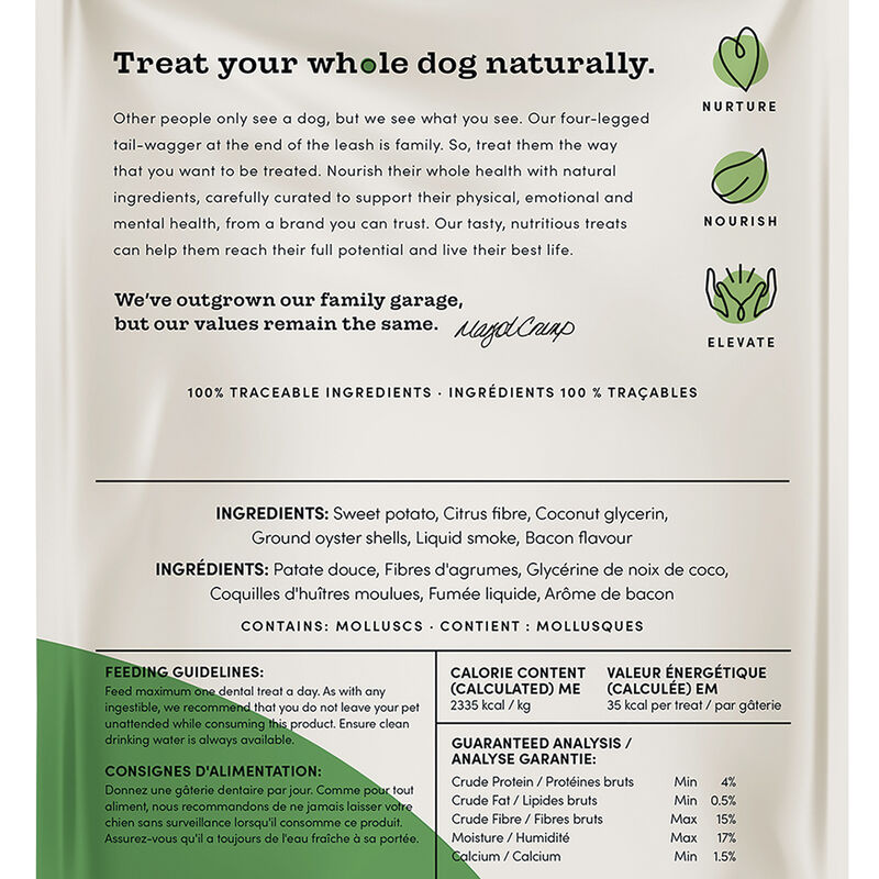 Crumps' Naturals, Plaque Busters 3.5" - Bacon  - 18pk - Dog Treat image number null