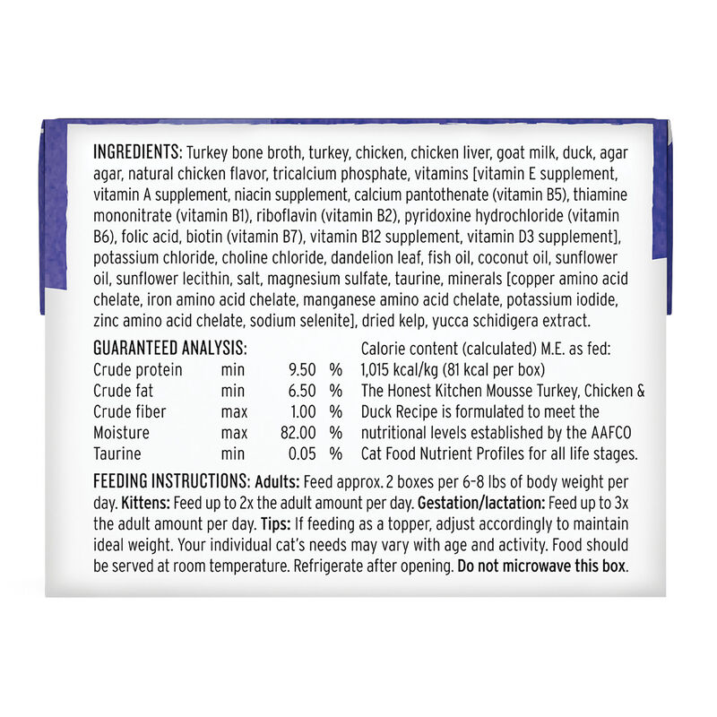 The Honest Kitchen, Mousse - Grain Free Turkey, Chicken, & Duck Recipe in Creamy Goat's Milk Sauce - image number null