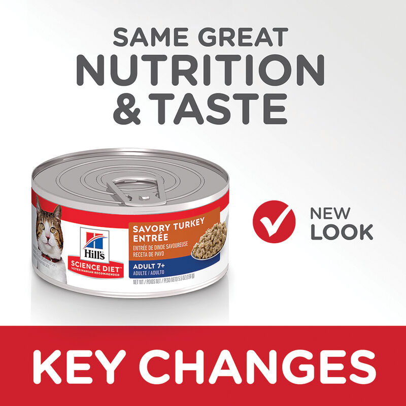 Science Diet, Adult 7+ Savory Turkey Canned Cat Food, 156 g - Wet Cat Food image number null