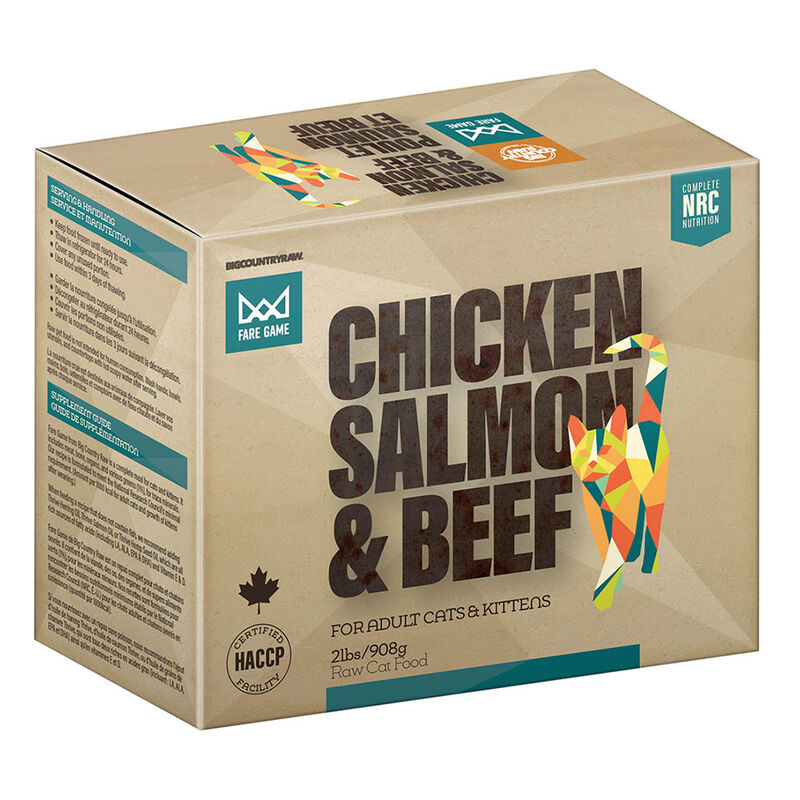 Big Country Raw, Fare Game - Chicken, Salmon & Beef - 0.9 kg - Frozen Cat Food image number null