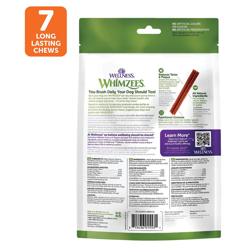 Whimzees, Dental Treat, Stix Value Pouch - Large - 7 Pc image number null