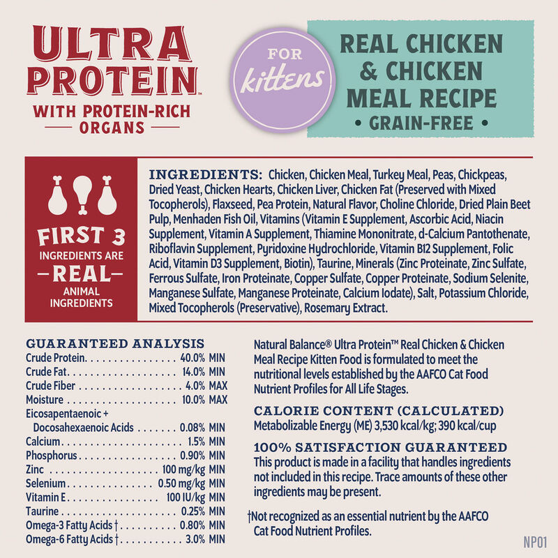 Natural Balance, Ultra Protein - Chicken & Chicken Meal Recipe - Dry Kitten Food image number null