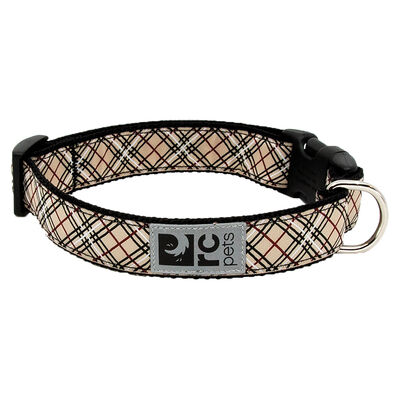 RC Pets, Clip Collar - Tan Tartan - 3/4" Width - Small - Dog Collar