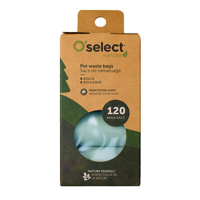 O'select, Biodegradable Poop Bags - Fresh Cotton - 120ct