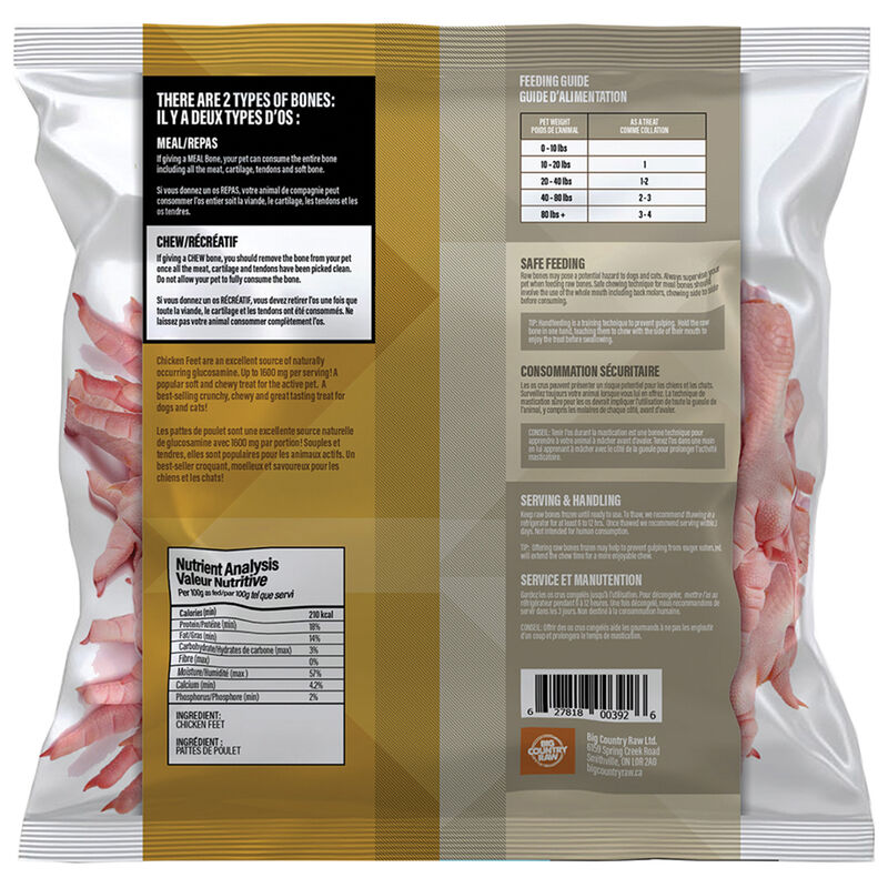 Big Country Raw, Chicken Feet - 1 lb - Frozen Dog Food image number null