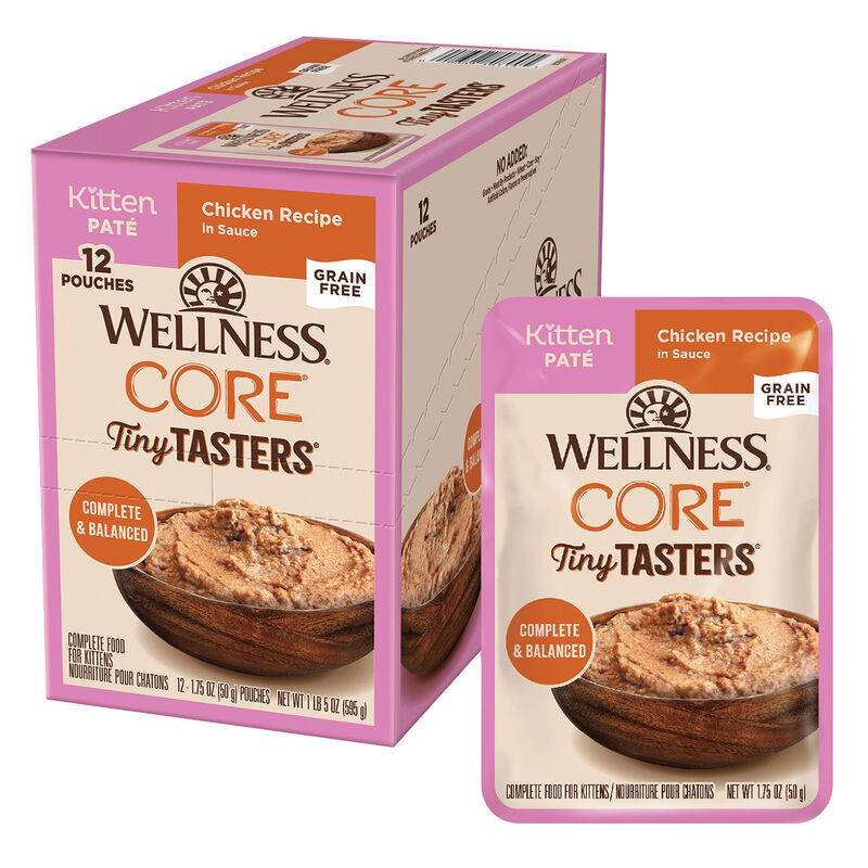 Wellness, Pouch, Kitten - Core Grain Free Tiny Tasters Chicken Recipe Pate - 50g - Wet Cat Food image number null