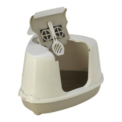 Flip Cat Corner Hooded Litter Pan - Warm Grey