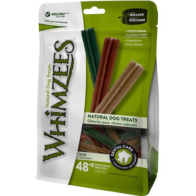 Whimzees, Dental Treat, Stix Value Pouch - X-Small - 56 Pc