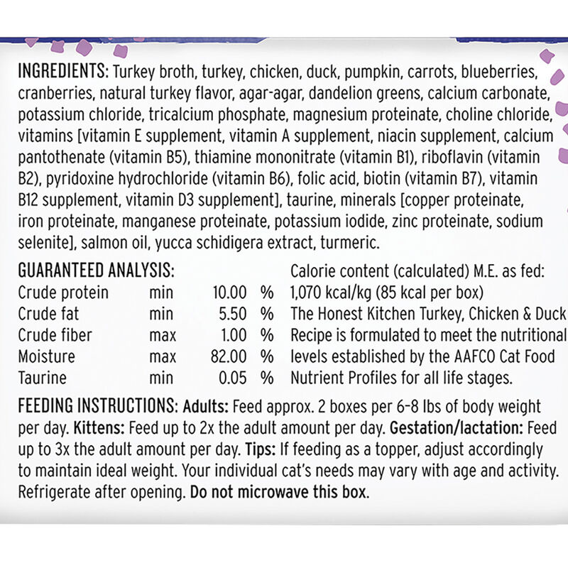 The Honest Kitchen, Feline Adult - Grain Free Minced Chicken, Turkey & Duck in Bone Broth Gravy - 79 image number null