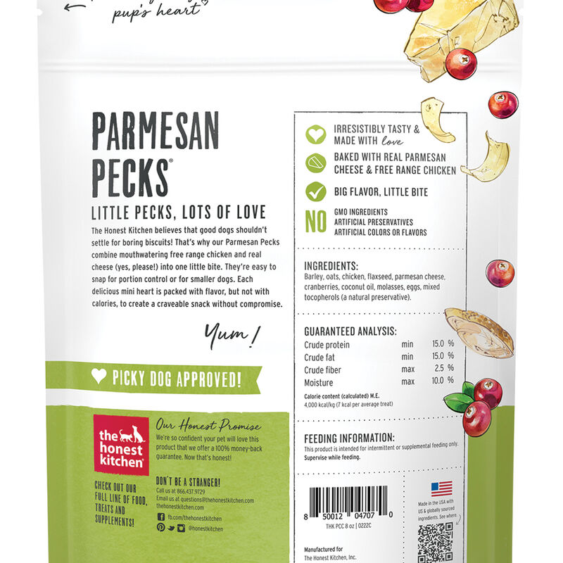 The Honest Kitchen, Parmesan Pecks, Chicken & Cranberry - Dog Treat image number null