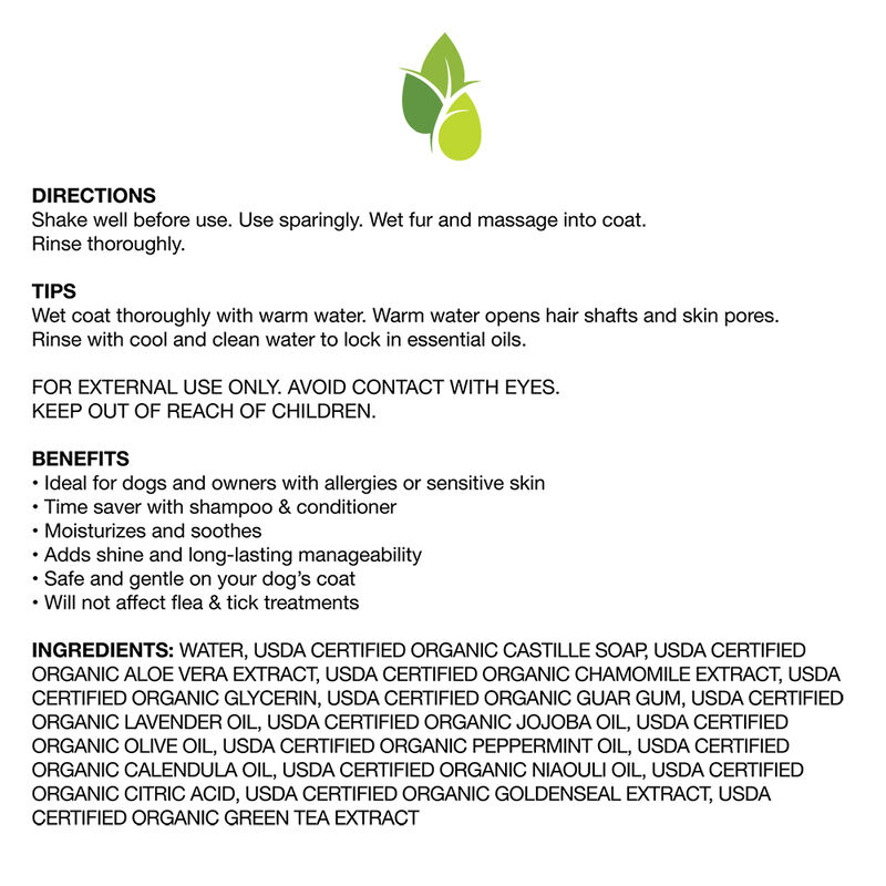 Pure and Natural Pet, 2-IN-1 Grain Free Organic Shampoo and Conditioner - 16 oz image number null