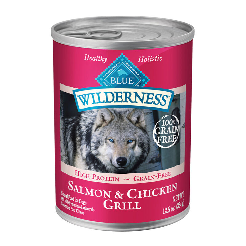Blue Buffalo, Canned Dog Food, Wilderness, Salmon & Chicken Grill - 354 g - Wet Dog Food image number null