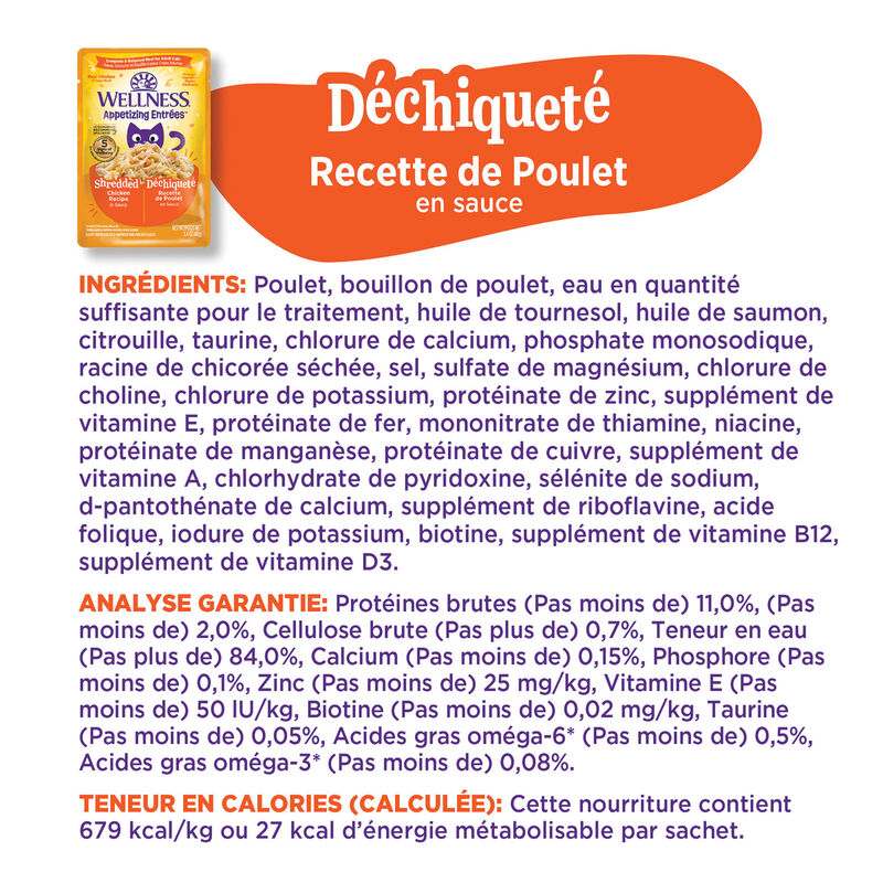 Wellness, Appetizing Entr&eacute;e - Shredded Chicken Recipe in Sauce - Wet Cat Food image number null