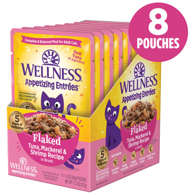 Wellness, Appetizing Entrée - Flaked Tuna, Mackerel & Shrimp in Broth - Wet Cat Food image number null