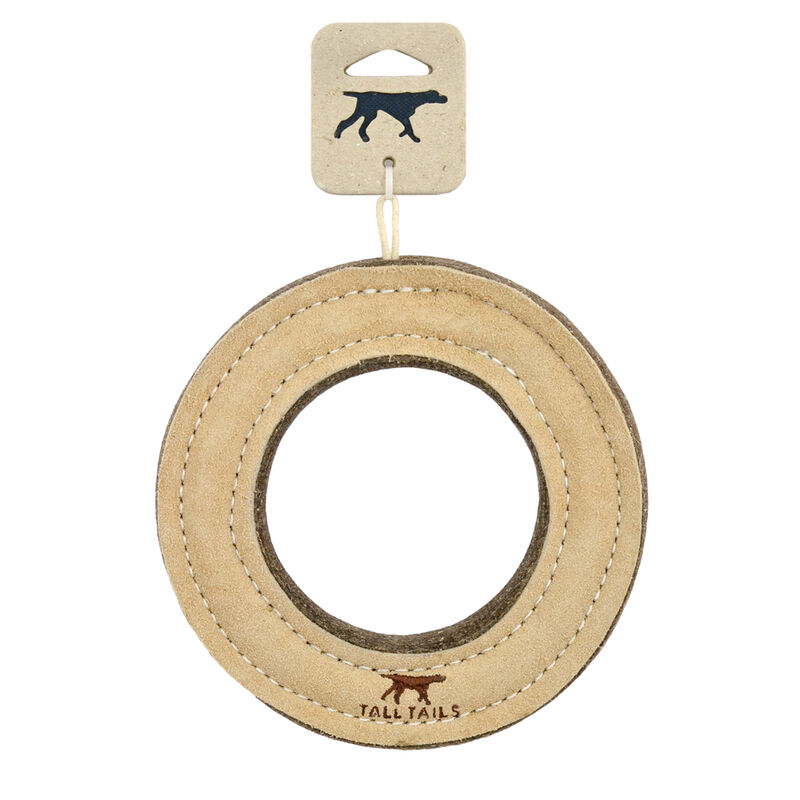 Tall Tails, Leather Wool Ring - 7" - Toss Dog Toy image number null