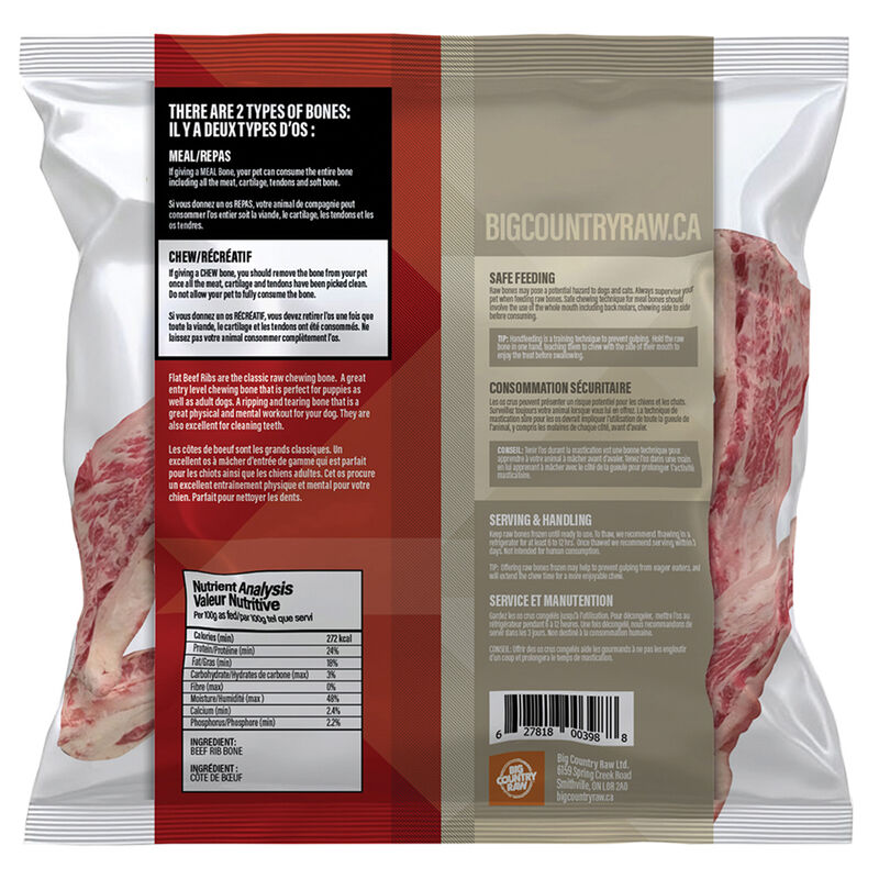 Big Country Raw, Flat Rib Bone - Small - 1 lb - Frozen Dog Food image number null