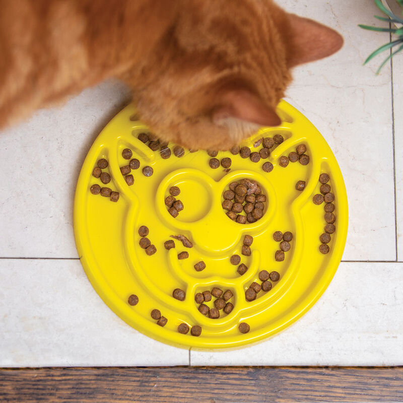 BeOneBreed, Feline, Slow Feeder - Yellow - 8" - Cat Auto Feeder image number null
