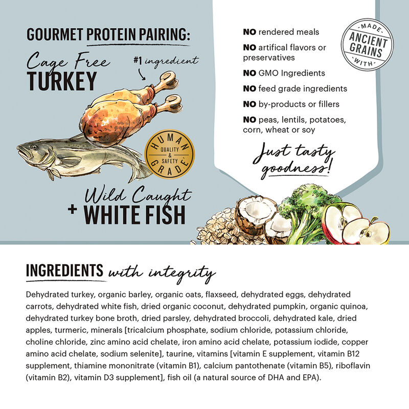 The Honest Kitchen, Gourmet Grains, Turkey & Whitefish Reicpe - Freeze Dried Dog Food image number null