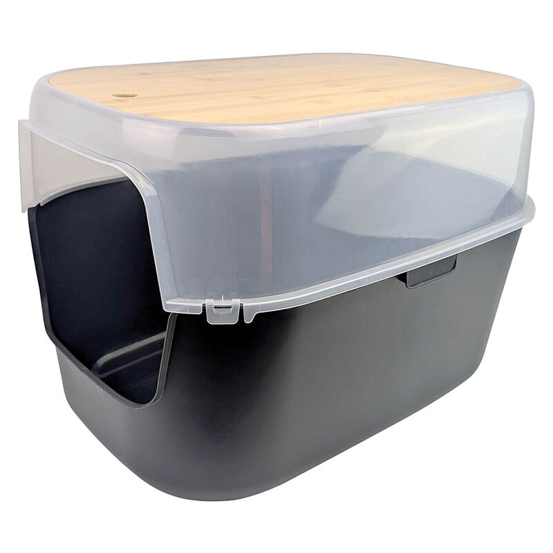 BeOneBreed, Luxury Litter Box w/ Bamboo Top - Large - Black image number null