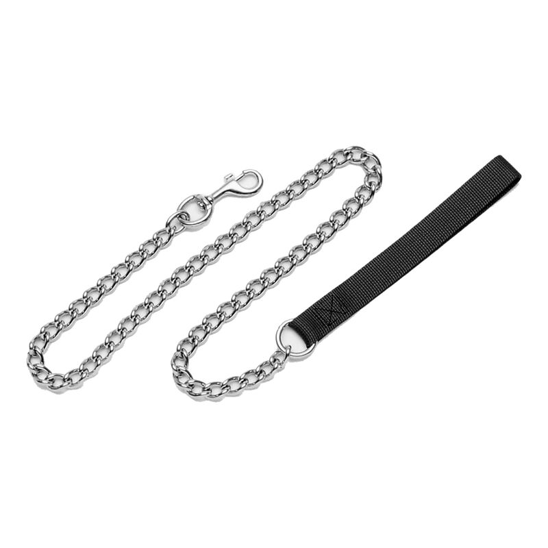 Titan, Chain Dog Leash w Nylon Handle - Black - 3 mm - 4' image number null