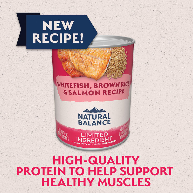 Natural Balance, Can, Adult - LID - Whitefish, Rice, & Salmon - 368 g - Wet Dog Food image number null