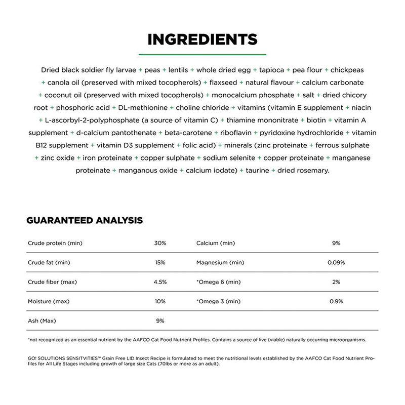 GO! SOLUTIONS, Feline Adult - LI Sensitivites GF Insect Recipe - Dry Cat Food image number null