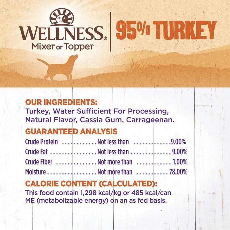 Wellness, Canned Dog Food, Mixers & Toppers, 95% Turkey - 13 oz - Wet Dog Food image number null