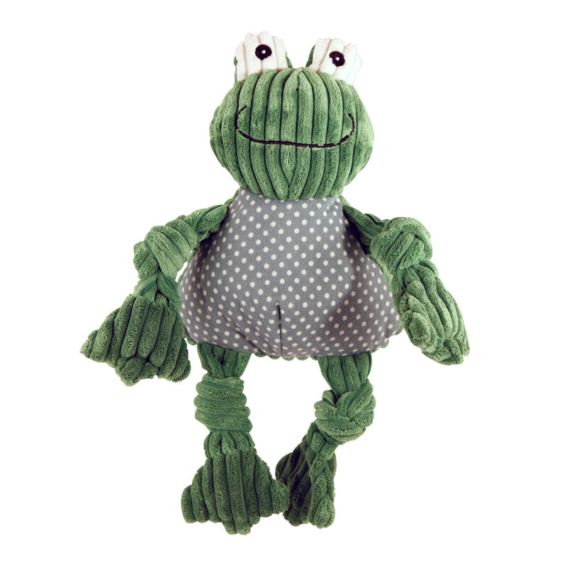 Huggle Hounds, Corduroy Sock Knottie Frog - Green/White - Small image number null