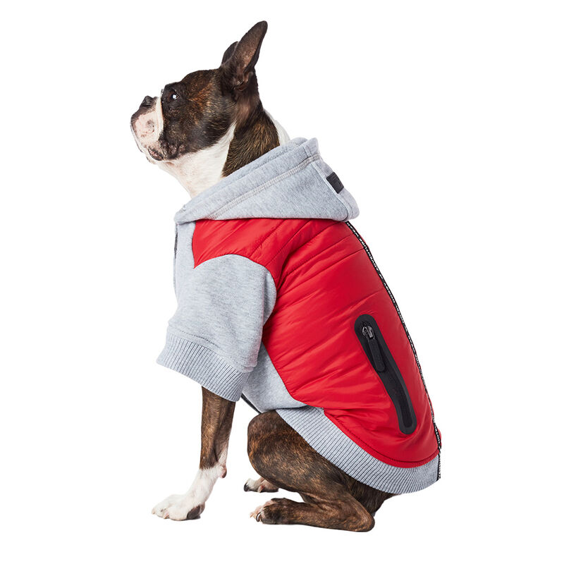 Hotel Doggy, Hybrid Hoody w/ Micro Fleece - Fiery Red/Grey - Dog Sweater image number null