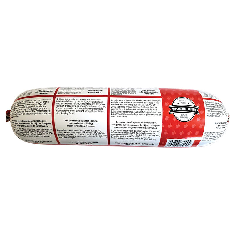 Rollover, Dog Food, Semi-Soft Premium Roll, Beef image number null
